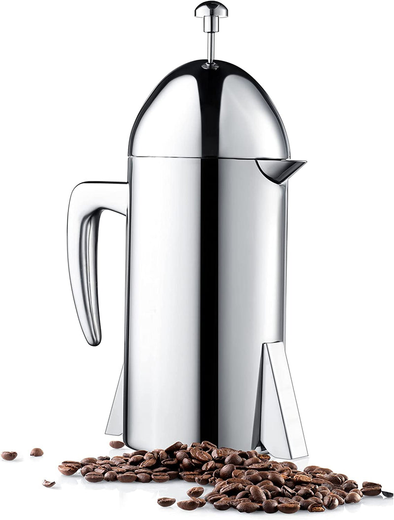 Francois et Mimi Custom-Style Double Wall French Coffee Press, 34-Ounce, Stainless Steel (Vintage)