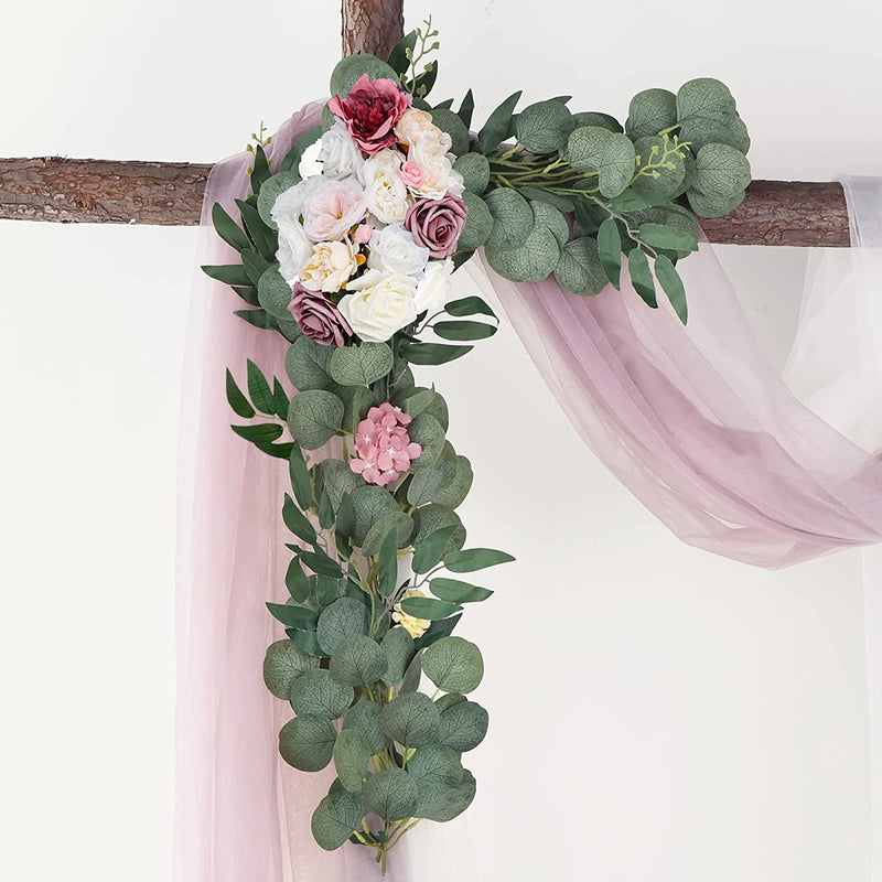 Artificial Flower Swag Wedding Arch Decor 2Pcs - Dusty Rose