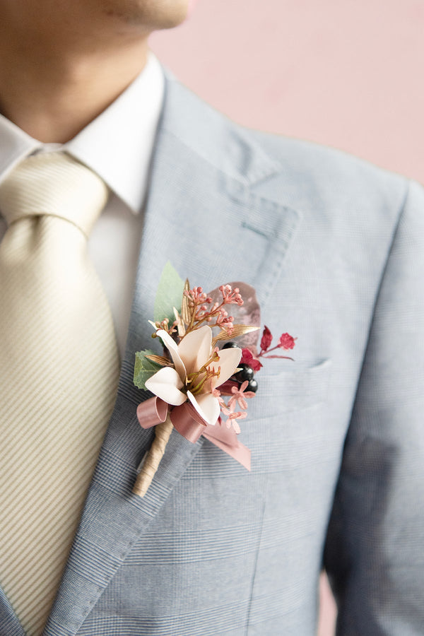 Boutonniere for Guests - Dusty Rose Mauve