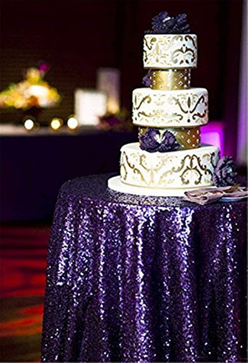 Purple Sequin Tablecloth - Various Sizes Available 72 to 196 - Wedding or Event Supplies