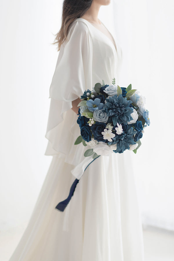 Noble Navy Blue Bridal Bouquet - Standard Round