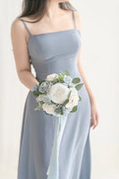 Maid of Honor & Bridesmaid Bouquets in Romantic Dusty Blue