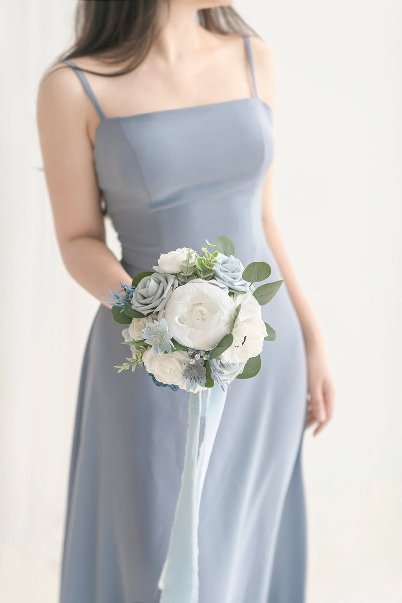 Blue Wedding Bouquet Set - Maid of Honor  Bridesmaid