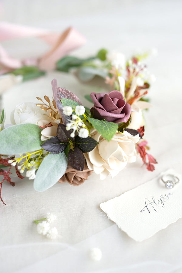 Dusty Rose and Mauve Bridal Flower Crown