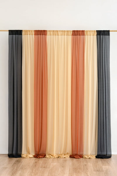 Wedding Backdrop Curtains in Black & Pumpkin Orange
