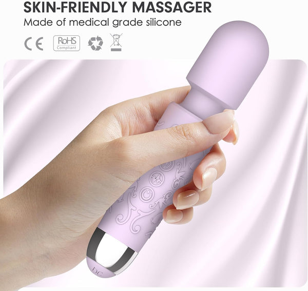 MANFLY Mini Electric Massage Tool, Handheld Electric Powerful Rechargeable Waterproof Neck Shoulder Back Leg Massager (Purple)