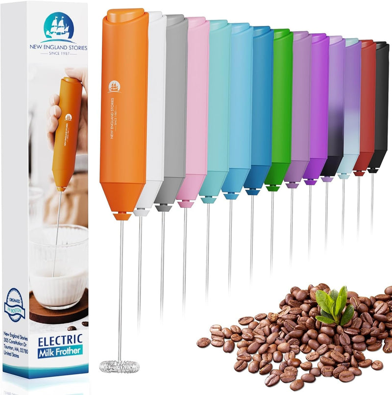 Powerful Milk Frother Handheld Foam Maker, Mini Whisk Drink Mixer for Coffee, Cappuccino, Latte, Matcha, Hot Chocolate, No Stand, Black