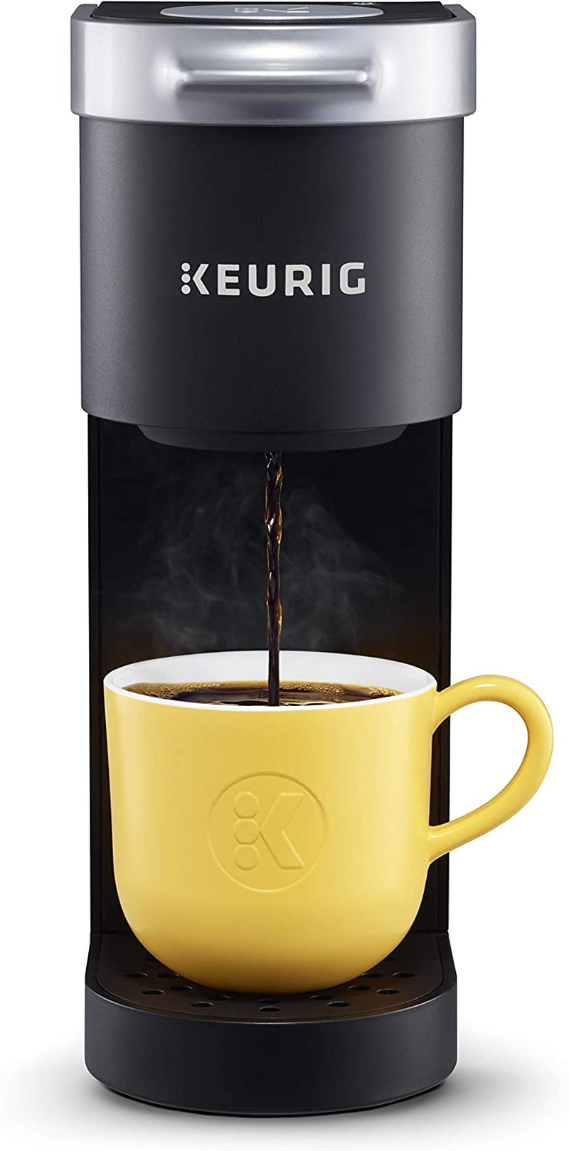 Keurig K-Mini Single Serve Coffee Maker, Black & Travel Mug Fits K-Cup Pod Coffee Maker, 1 Count (Pack of 1), Stainless Steel