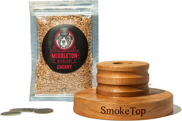 SmokeTop Cocktail Smoker Kit - Old Fashioned Chimney Drink Smoker for Cocktails, Whiskey, & Bourbon - by Middleton Mixology (Cherry)