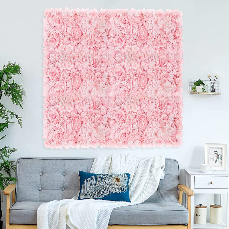 Silk Rose Flower Panels - 2 Pack Pink 16x24 inches for Weddings Backdrops and Decorations