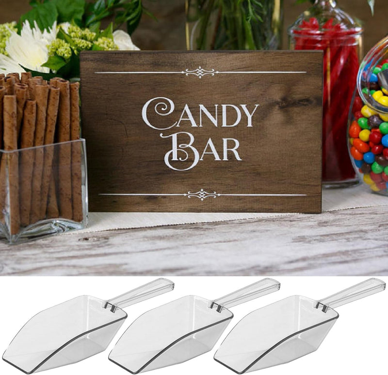 Clear Mini Plastic Acrylic Scoops 12 Pcs | 5.5” Kitchen Scoop | Wedding Desserts | Candy Buffet, Ice Cream, Protein Powders, Coffee, Tea, Flour (12 Pack, 5.5")