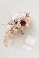 Standard Cascade Bridal Bouquet in White & Beige