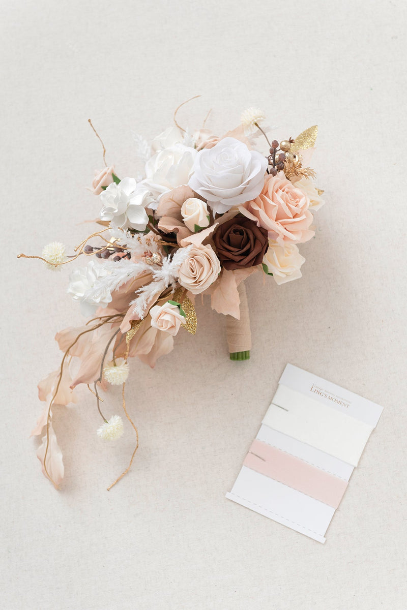 Bridal Bouquet - White Beige Cascade