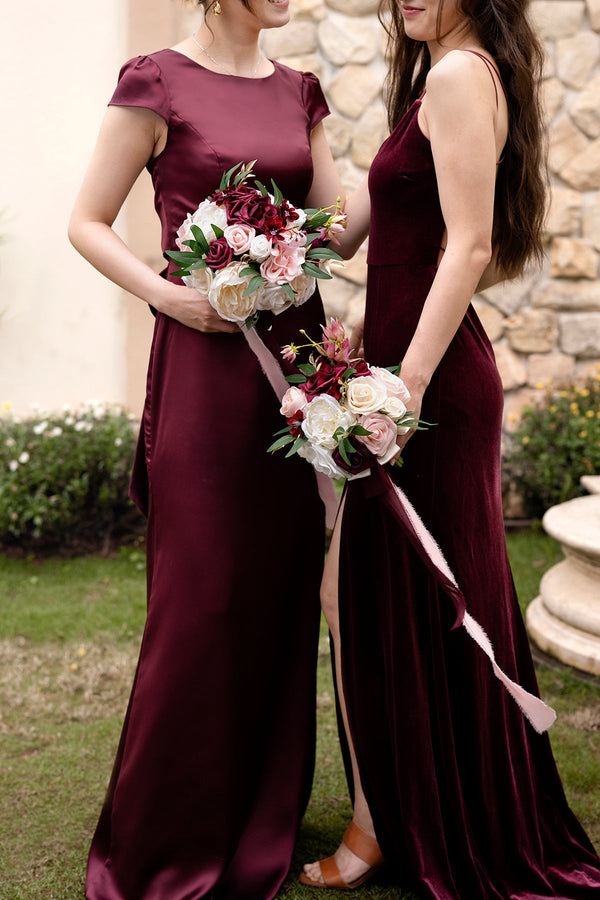 Bridal Bouquets in Romantic Marsala - Maid of Honor  Bridesmaid Options