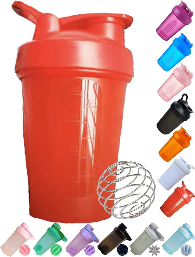 Protein Shaker Bottle Blender for Shake and Pre Work Out, Best Shaker Cup (BPA free) w. Classic Loop Top & Whisk Ball, Kitchen Water Bottle (16OZ-400ML-1PACK, Black Top/Black Body)