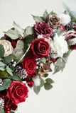 Flower Arrangements for Arch Decor in Christmas Red & Sparkle