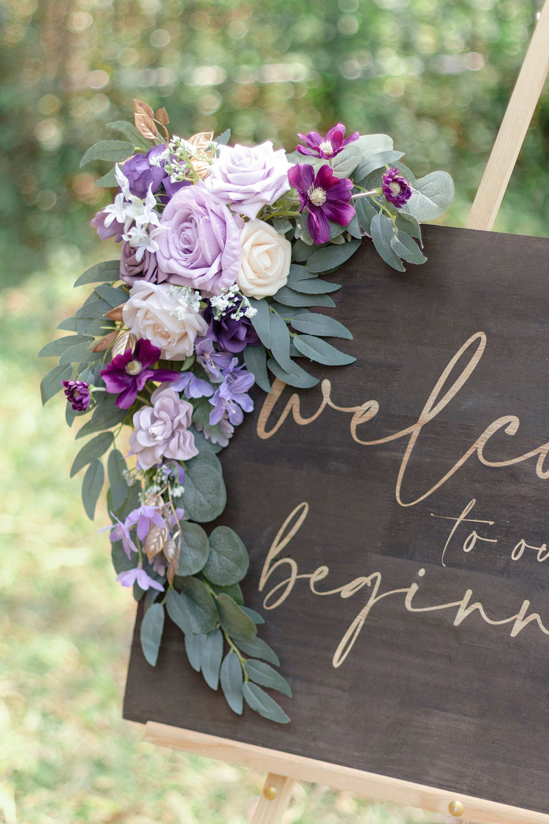 Lilac Gold Flower Sign Decor