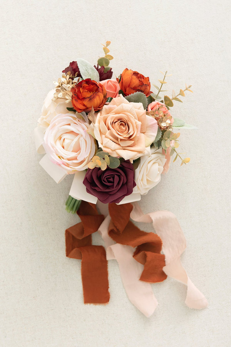 Bridal Bouquets - Sunset Terracotta Maid of Honor Bridesmaid Set