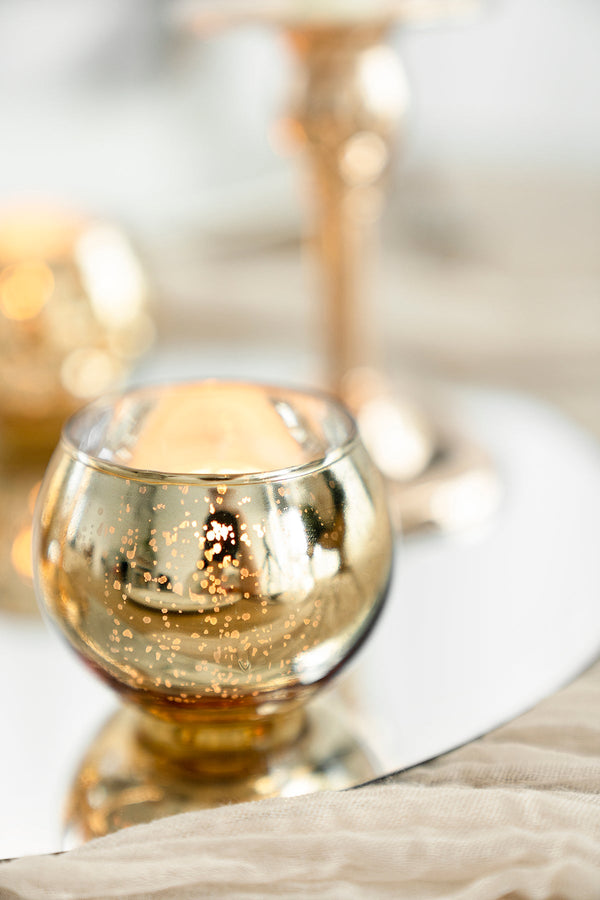 Gold Pearlite Candle Holder Set - 7 Pieces