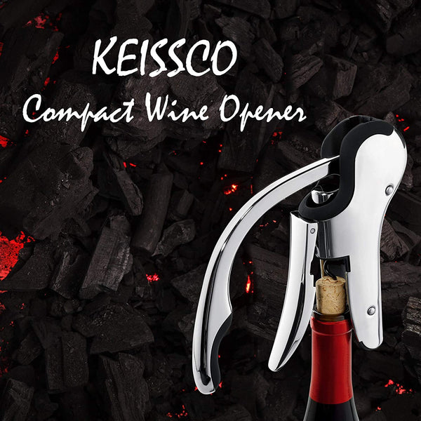 Stainless Steel Wine Opener Compact Vertical Corkscrew Wine Bottle Opener with Foil Cutter