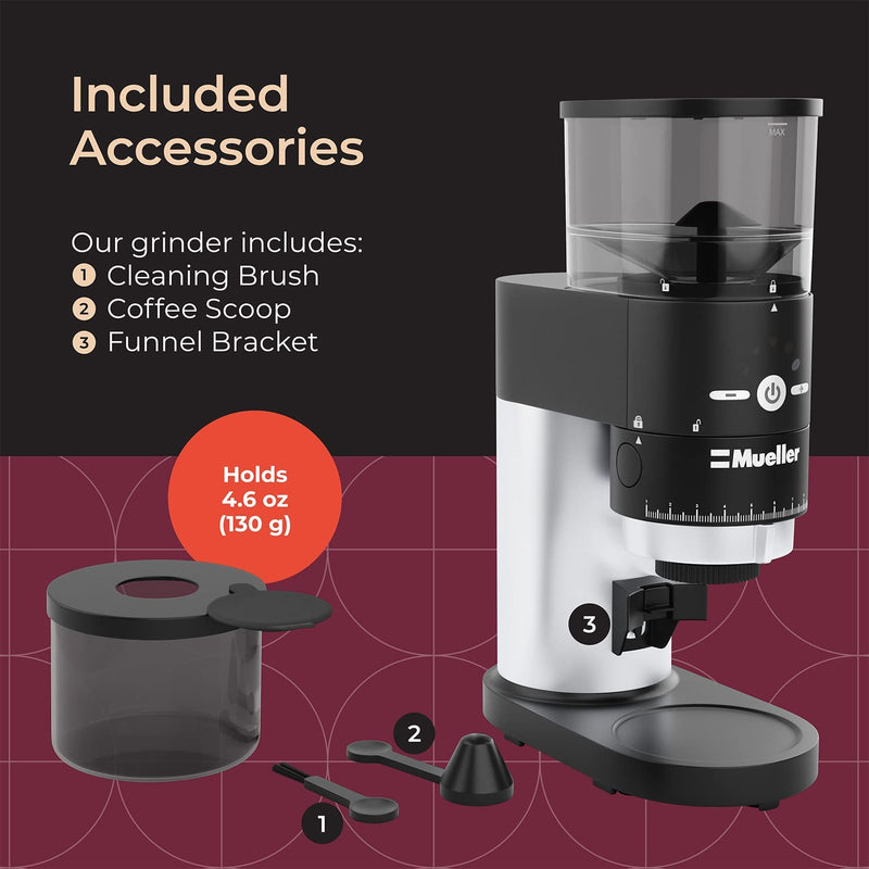 Mueller Ultra-Grind Conical Burr Grinder Professional Series, Innovative Detachable PowderBlock Grinding Chamber for Easy Cleaning and 40mm Hardened Gears for Long Life