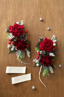 Shoulder Corsages in Christmas Red & Sparkle