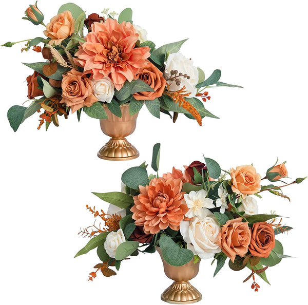 Wedding Flower Centerpiece Set of 2 - Sunset Terracotta