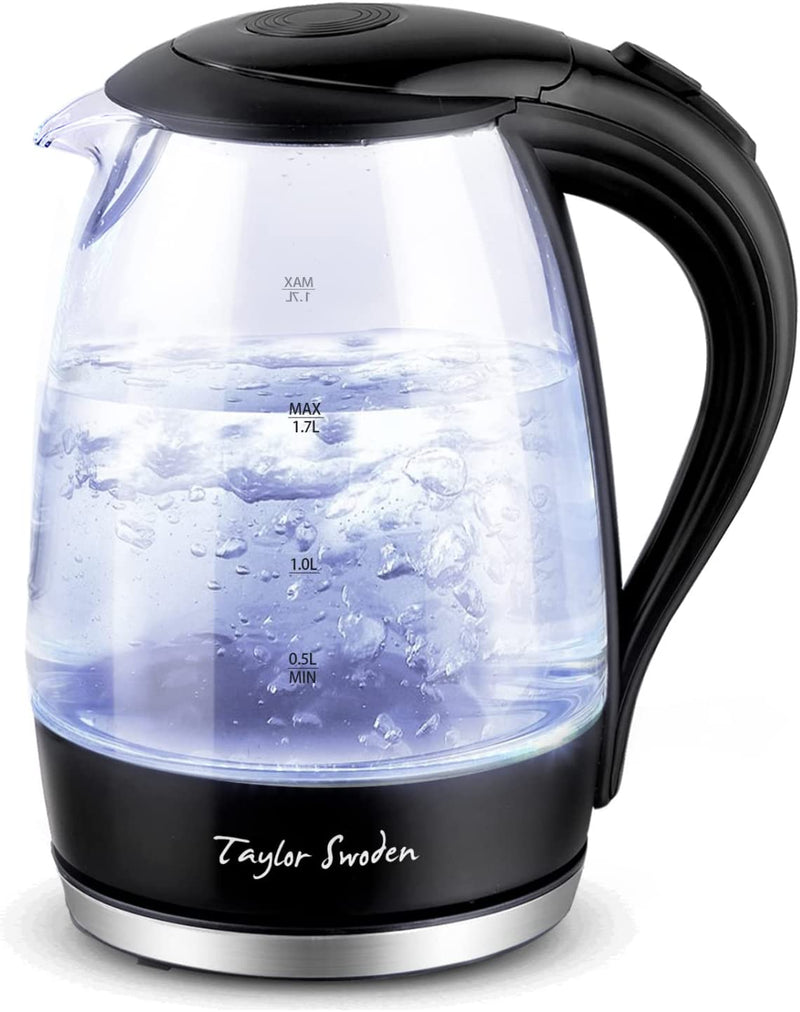 Taylor Swoden Electric Kettle with Tea Infuser, Small Electric Tea Kettle with Keep Warm Function for Home and Office, Black