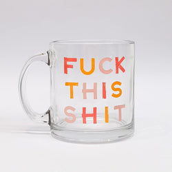 MARKABLE Fuck This Shit - Glass Coffee Mug, Large Wide Mouth Glass Mug, Clear Tea Cup with Handle, Perfect Design for Hot and Cold Drinks, 11 OZ Glass Cup for Beer, Coffee, Milk, Tea and Juice