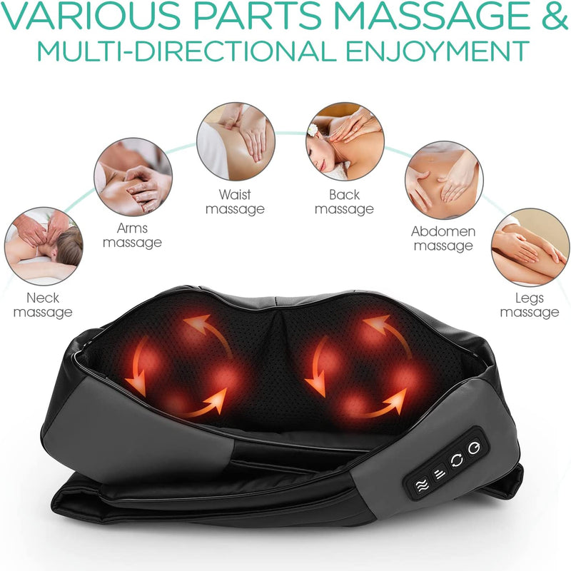 VOYOR Shiatsu Neck and Back Massager with Heat, Electric Deep Tissue 4D Kneading Massage for Shoulder, Back, Neck and Full Body Muscle Pain Relief, Home, Car, Office Use PJ100, Black