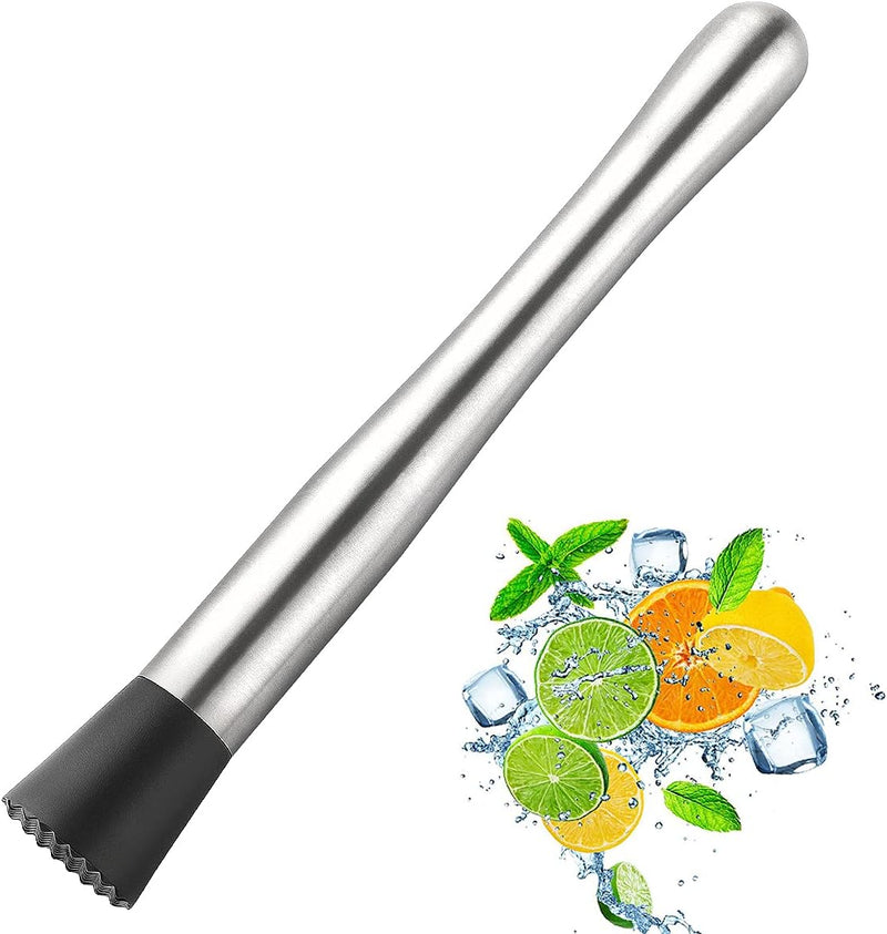 Wepikk Cocktail Muddler Stainless Steel 8 Inch Fruit Ice Crusher Bar Tools Bartender Set 1 Pcs for Mojito Mint and Other Fruit Based Drinks