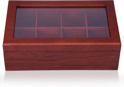 Apace Living Tea Box - Luxury Wooden Tea Storage Chest from The Premier Collection - 8 Adjustable Compartment Tea Bags Organizer Container - Elegantly Handmade w/Scratch Resistant Window