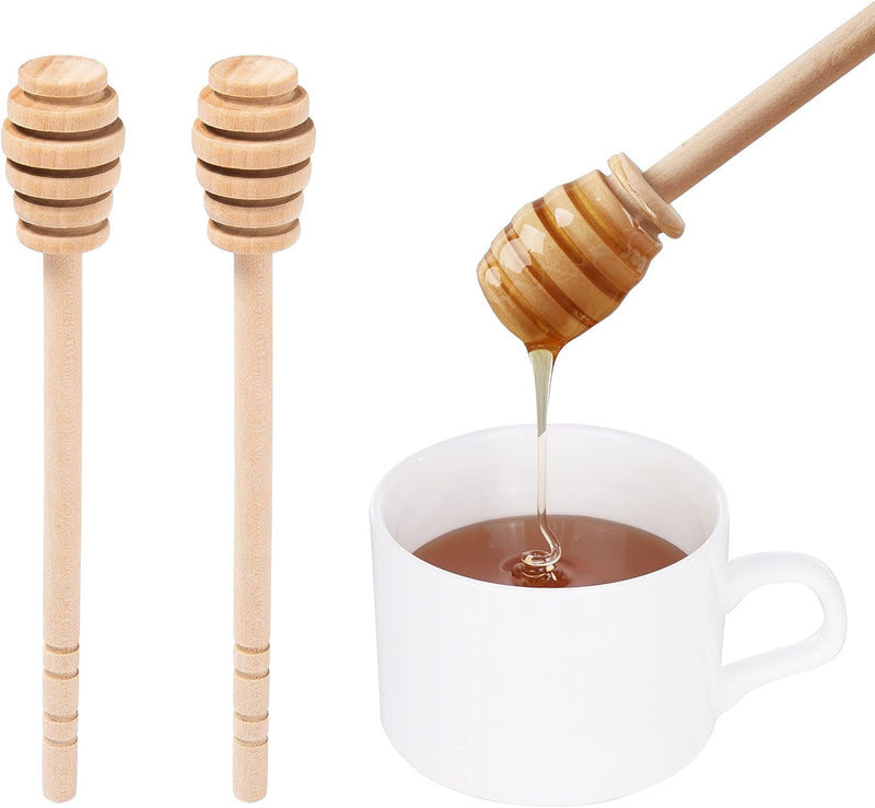 DESIOLE Wooden Honey Mixing Stirrer, 2Pcs 6 Inch Honey Dipper Sticks Honey Spoon