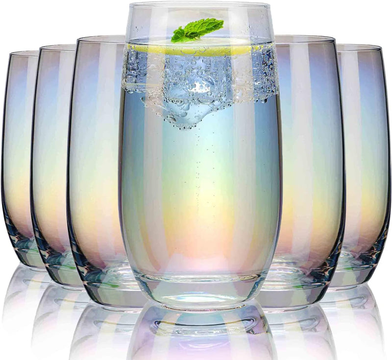CUKBLESS Collins Drinking Glasses Set of 6, Tall Water Glasses, Highball Glasses for Juice Lemonade Cocktails, Elegant Glassware Tumblers