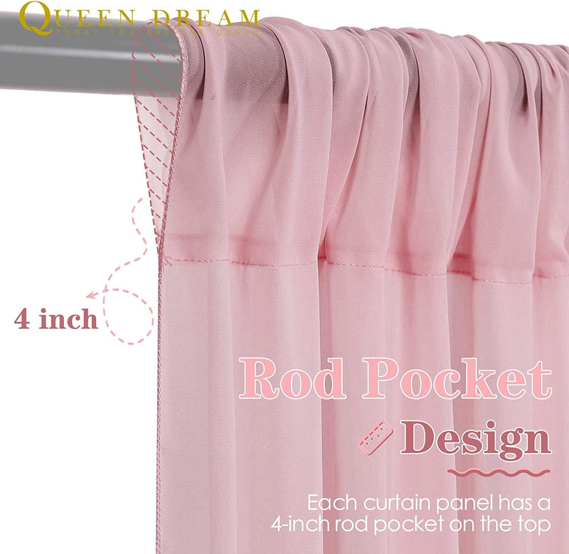 Dusty Rose Chiffon Backdrop Curtain for Parties 10Ft X 8Ft Wedding Background Drapes Sheer Bridal Shower Fabric