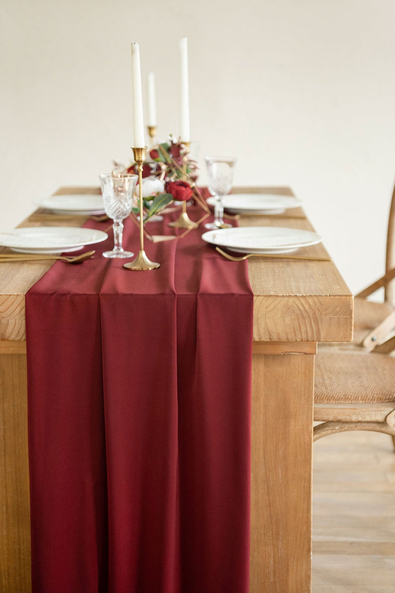 Burgundy and Dusty Rose Table Linens