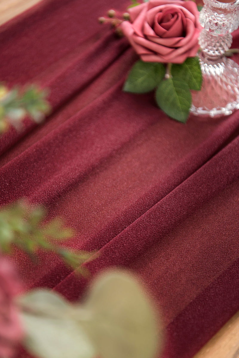 Burgundy and Dusty Rose Table Linens