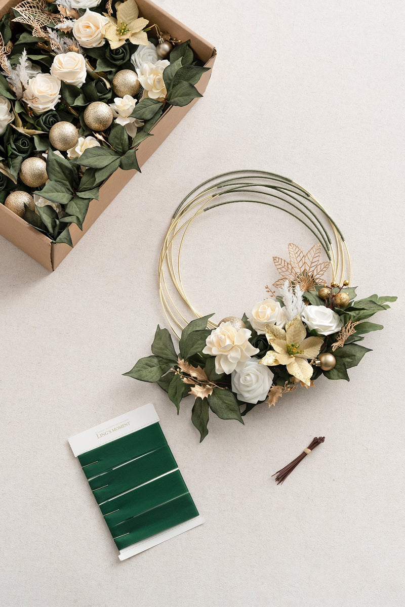Champagne Christmas Hoop Bridesmaid Bouquets