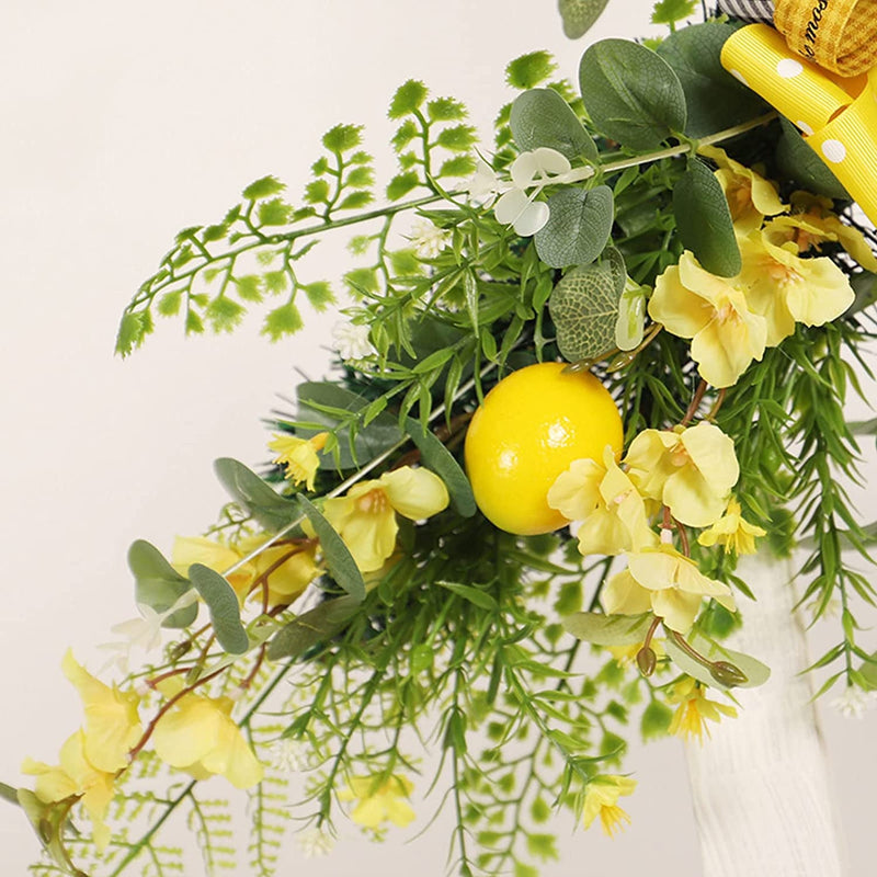 Greenery Swag with Lemon - Front Door Spring Decor with Fruit and Eucalyptus Garland - 236 inch