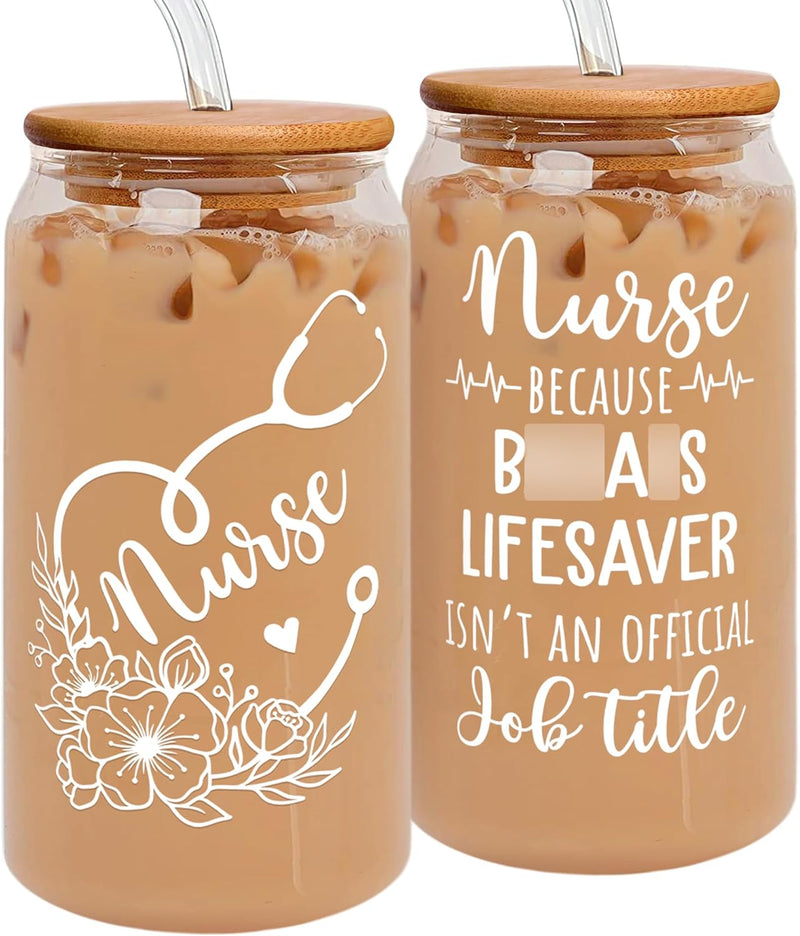 Nurse Gifts for Women - Nurse Christmas Gifts, Gifts for Nurses, Nurse Appreciation Gifts - Nursing Gifts, Nurses Gifts, Nursing Graduation Gifts - RN Gifts for Nurses Women - 16 Oz Can Glass