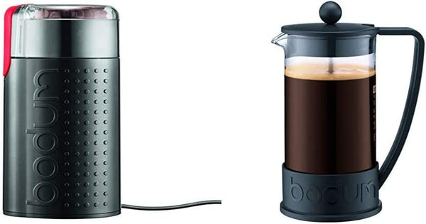 Bodum BISTRO Blade Grinder, Electric Blade Coffee Grinder, Black & Brazil French Press Coffee and Tea Maker, 34 Ounce, Black