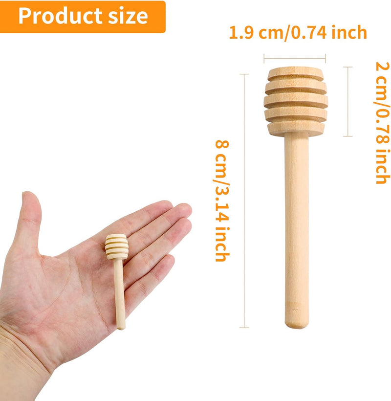 YEUIKERR 100 Pack Mini Honey Dipper Stick, 3 Inch Wooden Honey Comb Wand, Mini Wood Honey Stirrer Stick for Honey Jar Dispense Drizzle Honey and Wedding Party