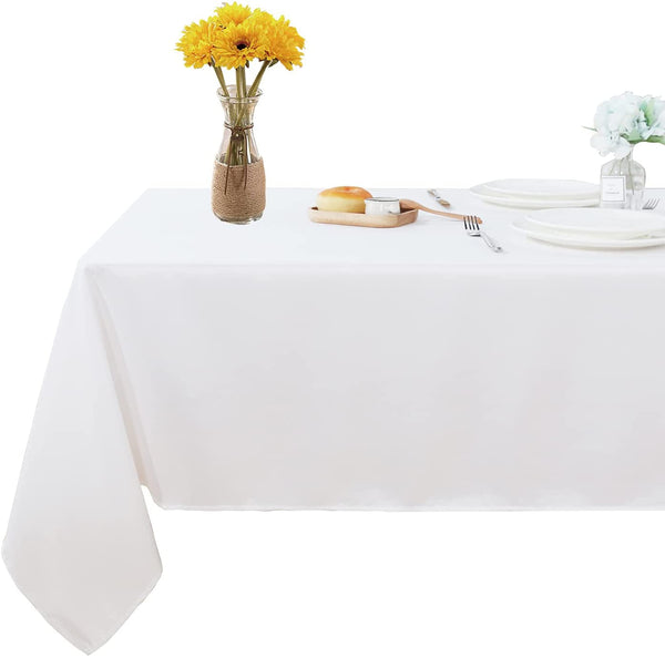 4ft Rectangle Tablecloth - White Decorative Washable Polyester Table Cover