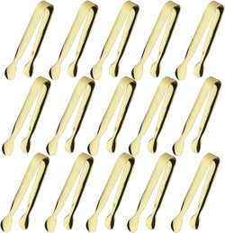 15PCS Serving Tongs, Ice Tongs Stainless Steel Mini Tongs, 4.25Inch Small Gold Sugar Tongs, Kitchen Tongs Mini Serving Utensils for Appetizers, Charcuterie Board, Gold Tongs for Dessert, Tea Party