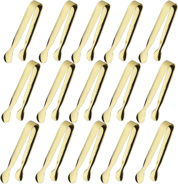 15PCS Serving Tongs, Ice Tongs Stainless Steel Mini Tongs, 4.25Inch Small Gold Sugar Tongs, Kitchen Tongs Mini Serving Utensils for Appetizers, Charcuterie Board, Gold Tongs for Dessert, Tea Party