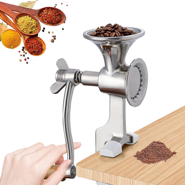 CGOLDENWALL Manual Grain Mill Stainless Steel Grinder Hand-operated Coffee Grinder with Fineness-adjustable Spring for Spice Pepper Corn Coffee Beans Grains