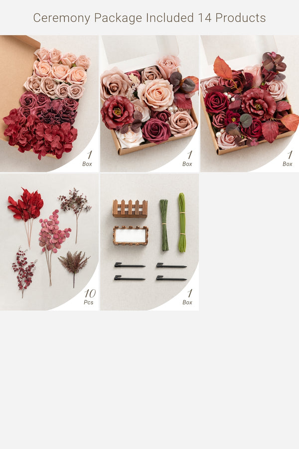 DIY Wedding Ceremony Decoration Packages - Burgundy  Dusty Rose Clearance