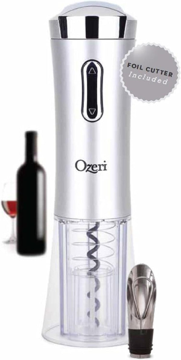 Ozeri Nouveaux II Electric Wine Opener with Foil Cutter, Wine Pourer and Stopper