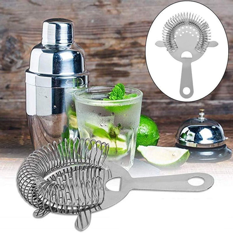 2 Pack of Cocktail Strainer Stainless Steel Bar Cocktail Strainer Filtering Tool for Bar Restaurant Home, 15.5 * 11 * 2, (NO)