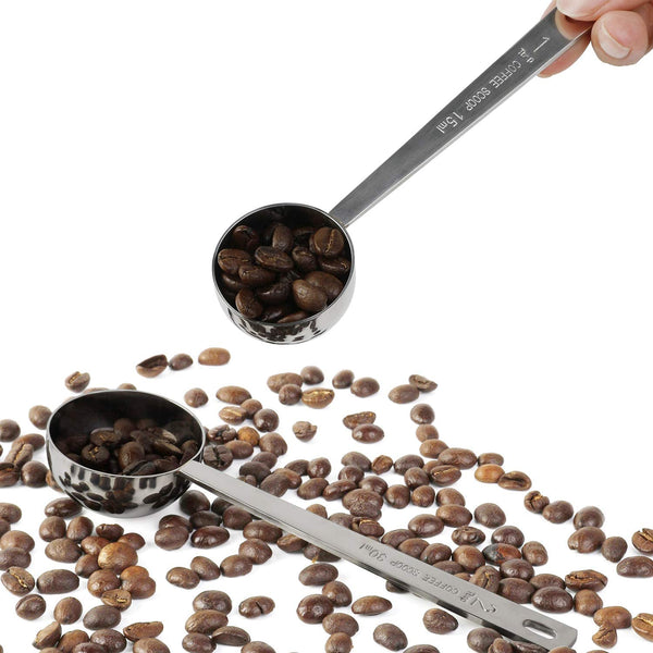 Coffee Scoop Stainless Steel 1 Tablespoon and 2 Tablespoon Long Handled Measuring Spoons for Coffee Sugar Tea Flour (Coffee Scoop)